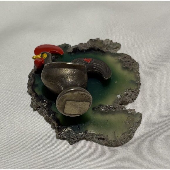 Portuguese Rooster Galos De Barcelos Good Luck Metal Figurine Kitchen Folk Art - Picture 4 of 7